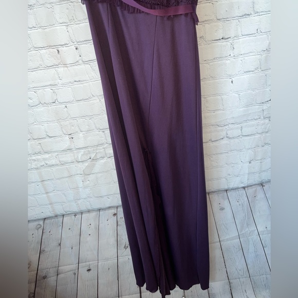 David’s Bridal Dark Purple Floral polyester long formal dress size 0 - Picture 6 of 16